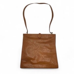 Vintage Henri Bendel Structured Brown Ostrich Handbag